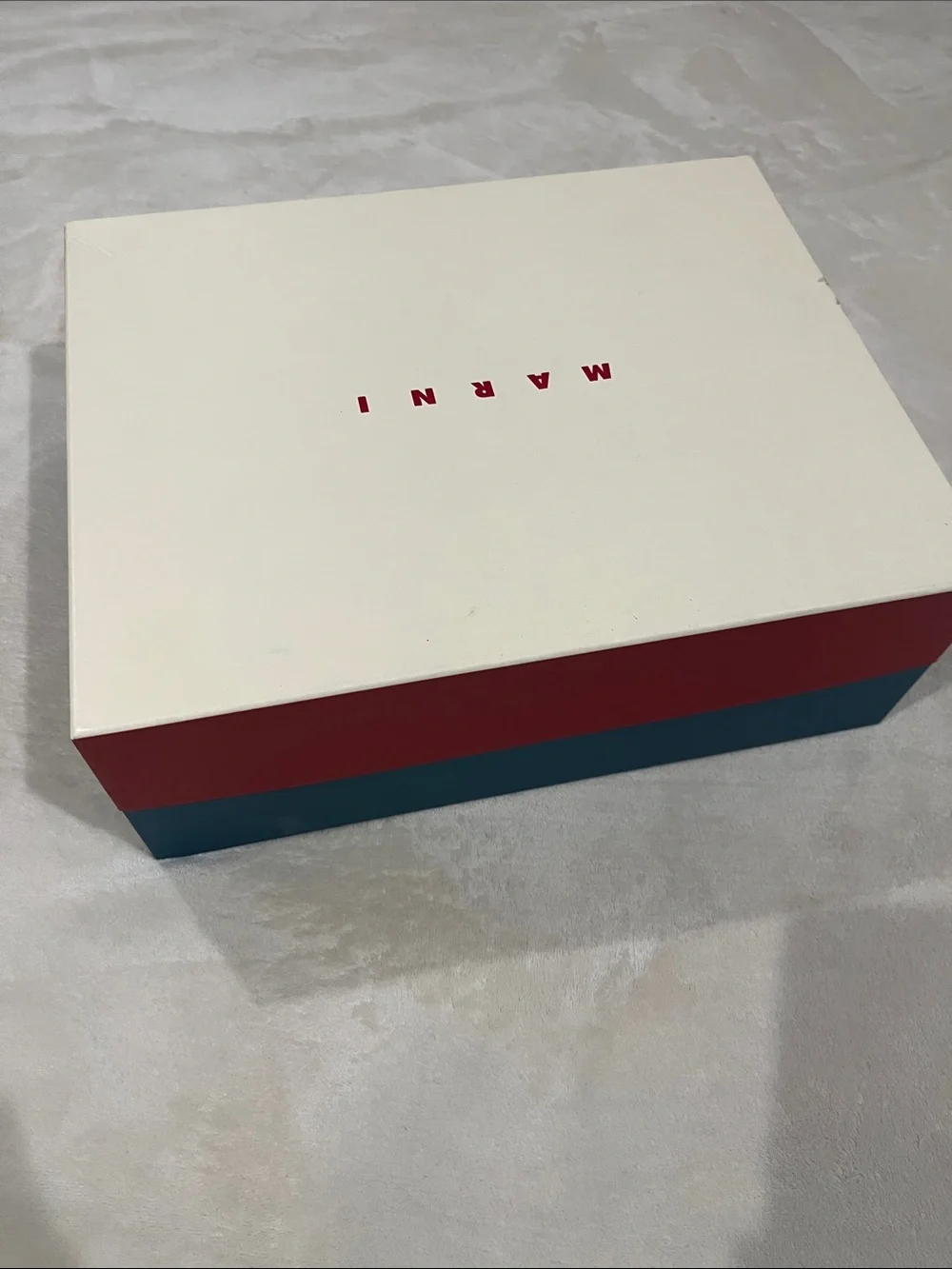 Marni White Box with Red and Teal Colorblock Sides